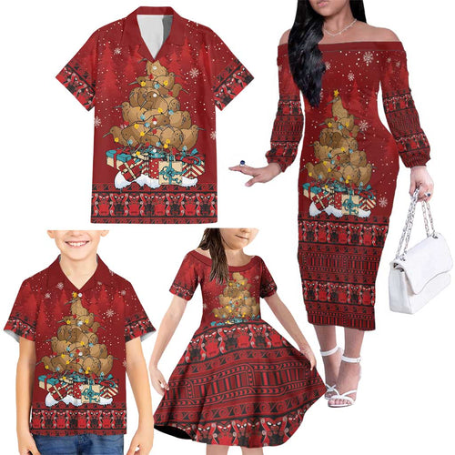 Funny Kiwi Bird Xmas Tree Family Matching Off The Shoulder Long Sleeve Dress and Hawaiian Shirt New Zealand Tribal Christmas Spirit - Aussie Hoodie