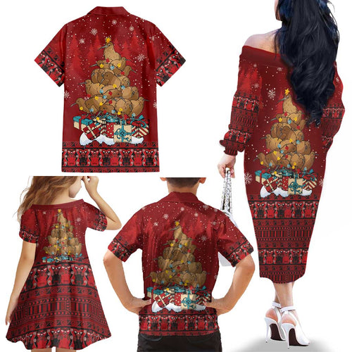 Funny Kiwi Bird Xmas Tree Family Matching Off The Shoulder Long Sleeve Dress and Hawaiian Shirt New Zealand Tribal Christmas Spirit - Aussie Hoodie