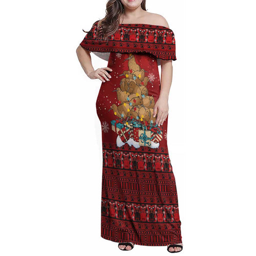 Funny Kiwi Bird Xmas Tree Family Matching Off Shoulder Maxi Dress and Hawaiian Shirt New Zealand Tribal Christmas Spirit - Aussie Hoodie