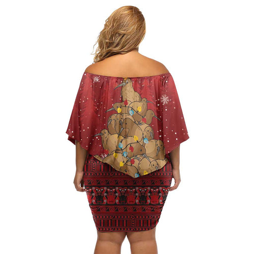 Funny Kiwi Bird Xmas Tree Family Matching Off Shoulder Short Dress and Hawaiian Shirt New Zealand Tribal Christmas Spirit - Aussie Hoodie