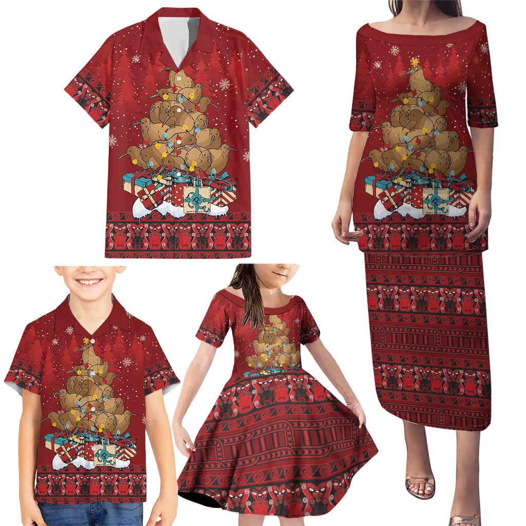 Funny Kiwi Bird Xmas Tree Family Matching Puletasi and Hawaiian Shirt New Zealand Tribal Christmas Spirit - Aussie Hoodie