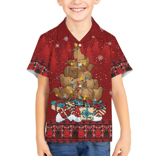 Funny Kiwi Bird Xmas Tree Family Matching Puletasi and Hawaiian Shirt New Zealand Tribal Christmas Spirit - Aussie Hoodie