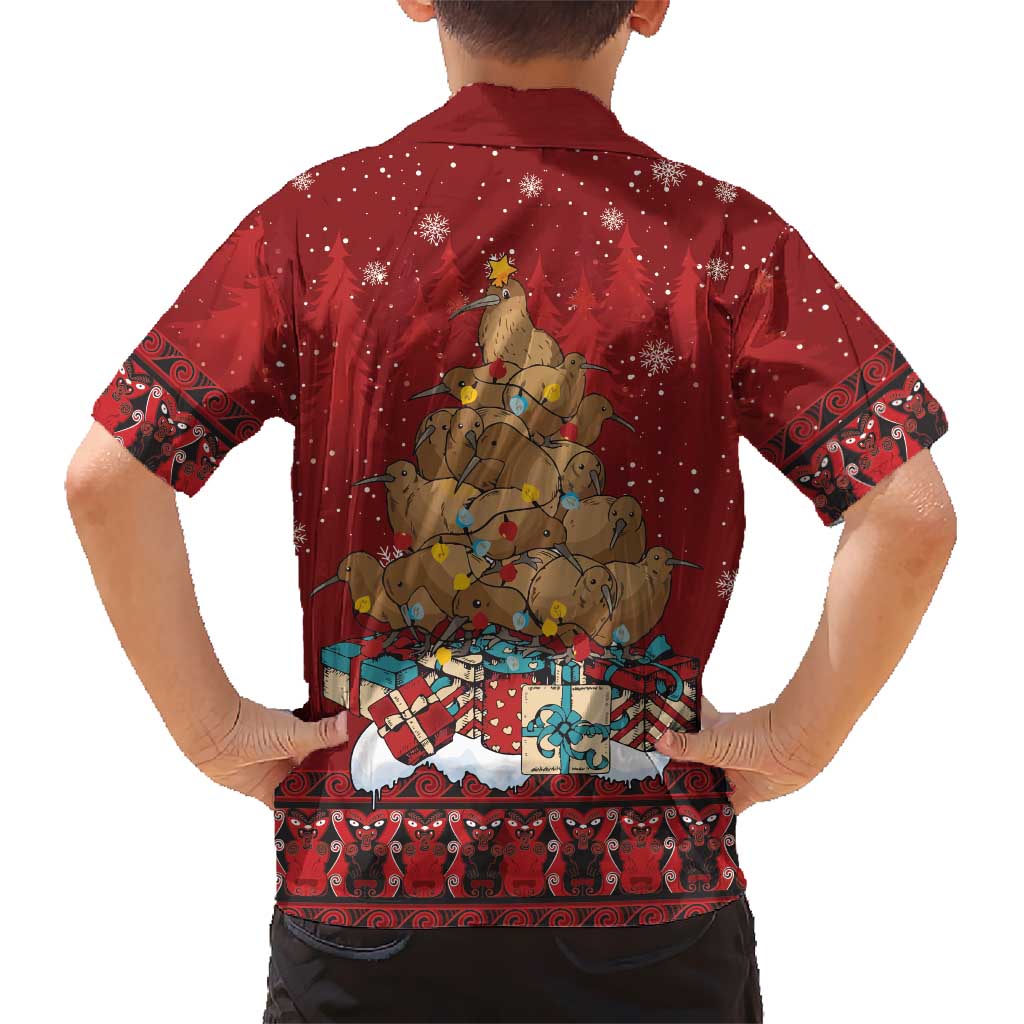 Funny Kiwi Bird Xmas Tree Family Matching Short Sleeve Bodycon Dress and Hawaiian Shirt New Zealand Tribal Christmas Spirit - Aussie Hoodie