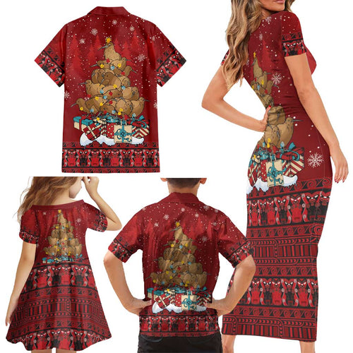 Funny Kiwi Bird Xmas Tree Family Matching Short Sleeve Bodycon Dress and Hawaiian Shirt New Zealand Tribal Christmas Spirit - Aussie Hoodie