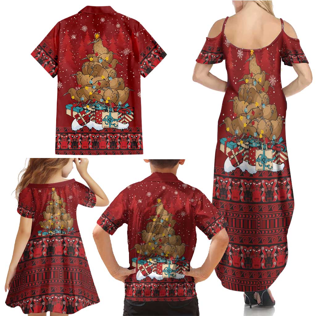 Funny Kiwi Bird Xmas Tree Family Matching Summer Maxi Dress and Hawaiian Shirt New Zealand Tribal Christmas Spirit - Aussie Hoodie