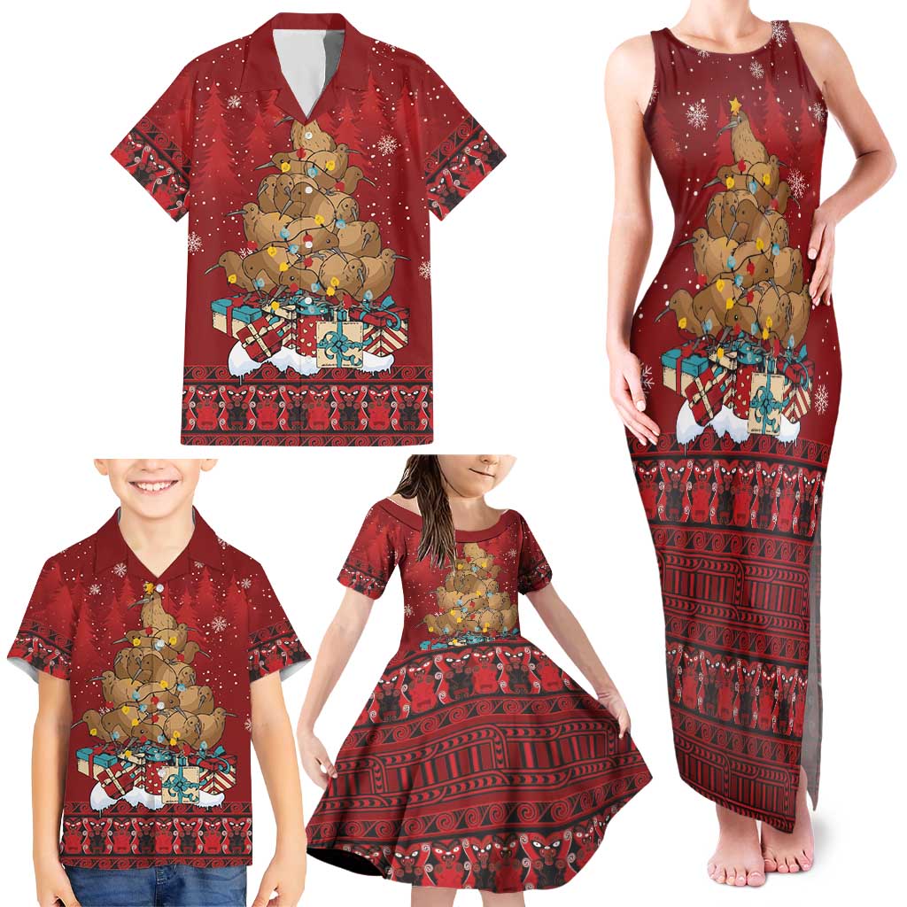 Funny Kiwi Bird Xmas Tree Family Matching Tank Maxi Dress and Hawaiian Shirt New Zealand Tribal Christmas Spirit - Aussie Hoodie