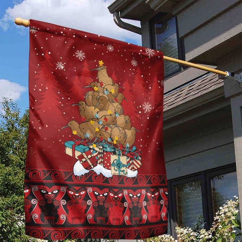 Funny Kiwi Bird Xmas Tree Garden Flag New Zealand Tribal Christmas Spirit - Aussie Hoodie
