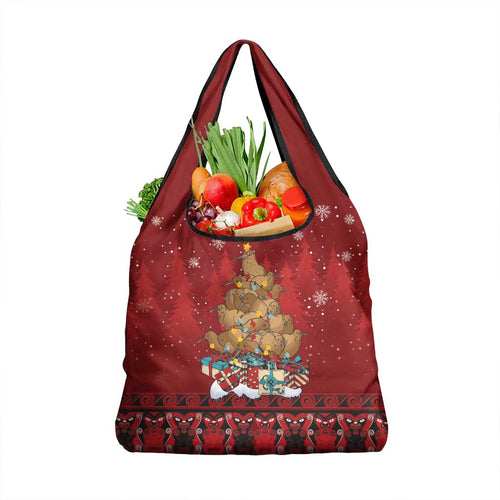 Funny Kiwi Bird Xmas Tree Grocery Bag New Zealand Tribal Christmas Spirit - Aussie Hoodie