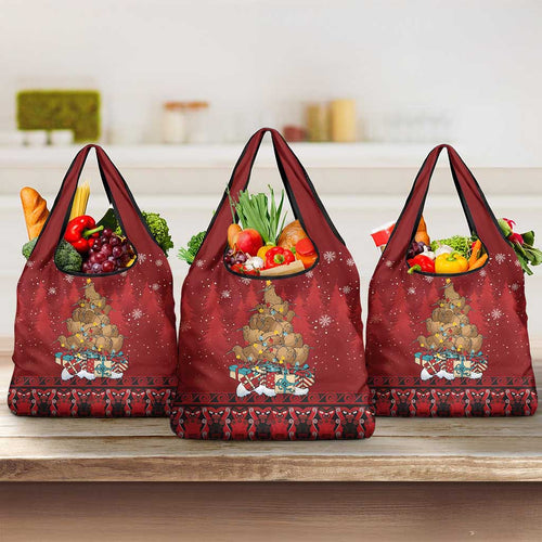 Funny Kiwi Bird Xmas Tree Grocery Bag New Zealand Tribal Christmas Spirit - Aussie Hoodie