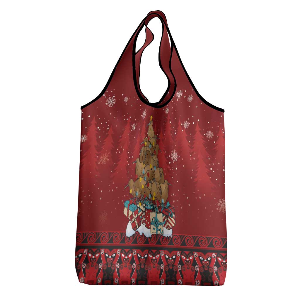 Funny Kiwi Bird Xmas Tree Grocery Bag New Zealand Tribal Christmas Spirit - Aussie Hoodie