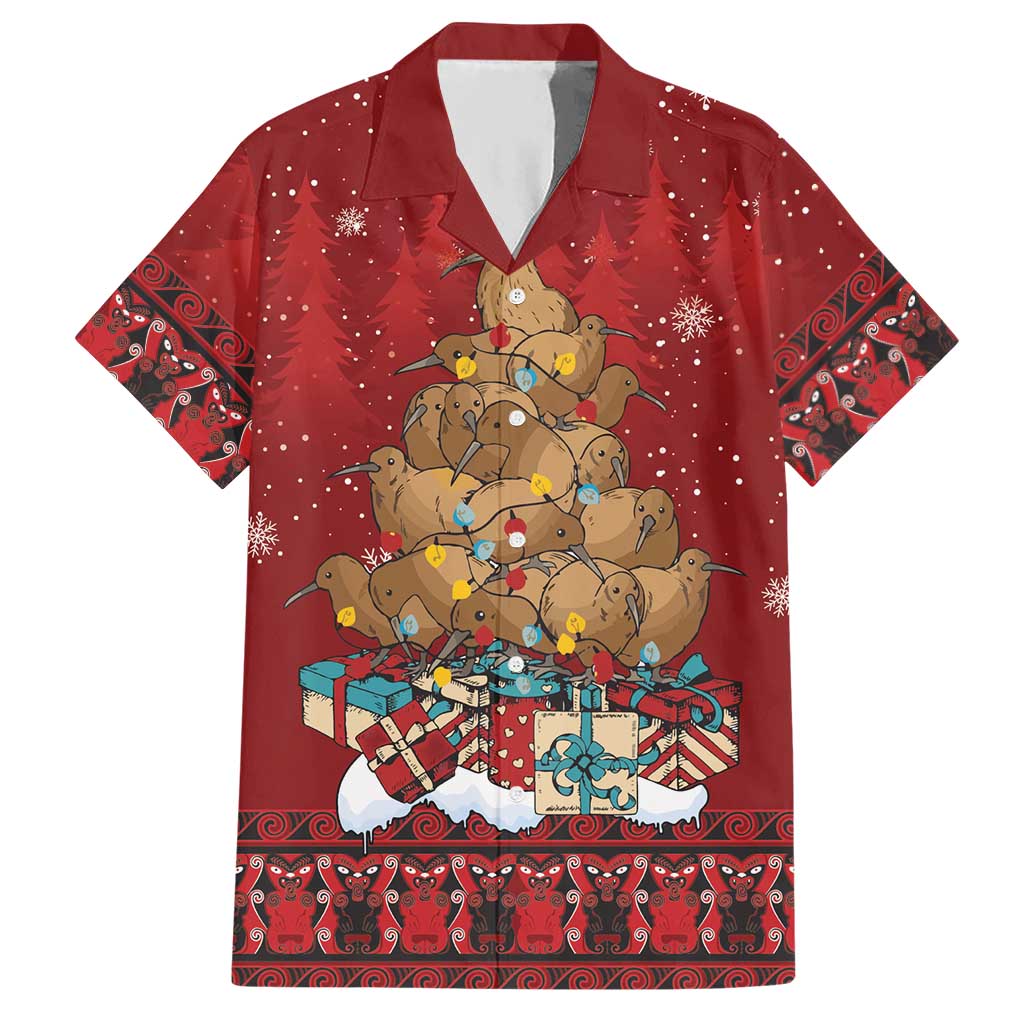 Funny Kiwi Bird Xmas Tree Hawaiian Shirt New Zealand Tribal Christmas Spirit - Aussie Hoodie