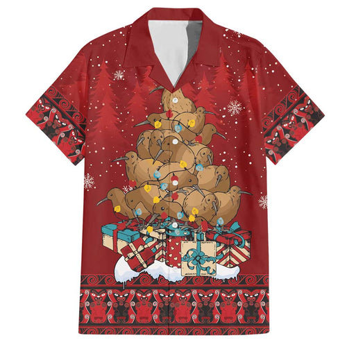 Funny Kiwi Bird Xmas Tree Hawaiian Shirt New Zealand Tribal Christmas Spirit - Aussie Hoodie