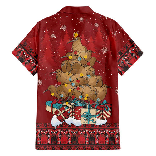 Funny Kiwi Bird Xmas Tree Hawaiian Shirt New Zealand Tribal Christmas Spirit - Aussie Hoodie