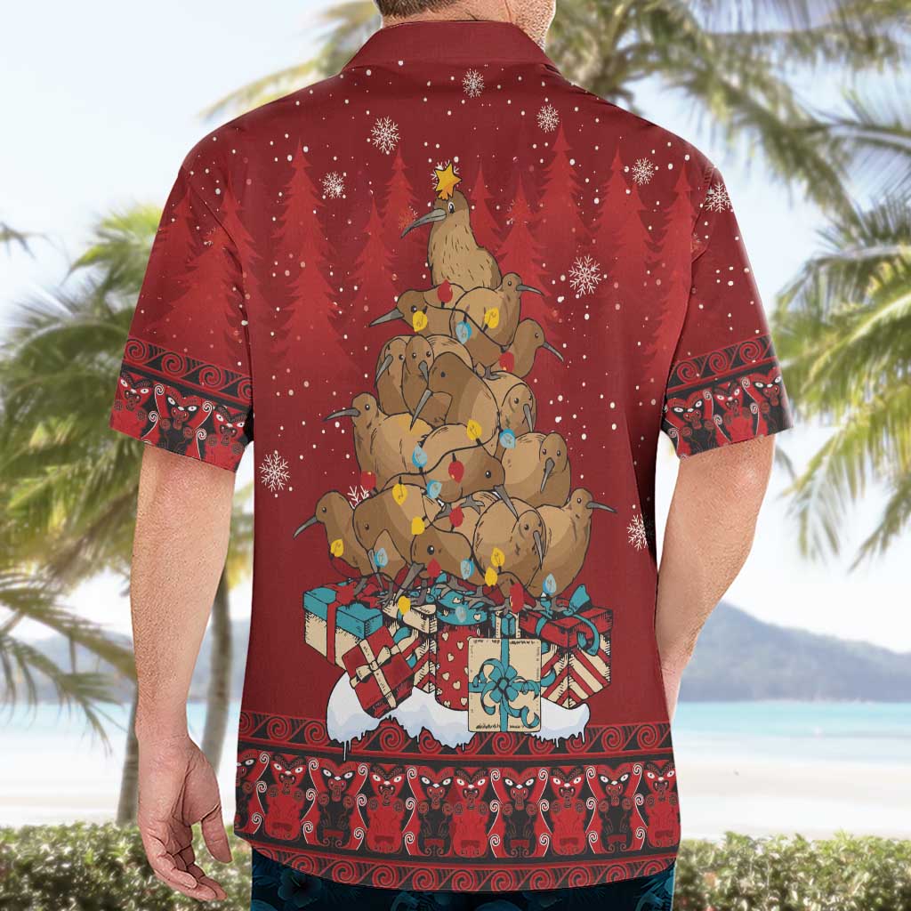 Funny Kiwi Bird Xmas Tree Hawaiian Shirt New Zealand Tribal Christmas Spirit - Aussie Hoodie
