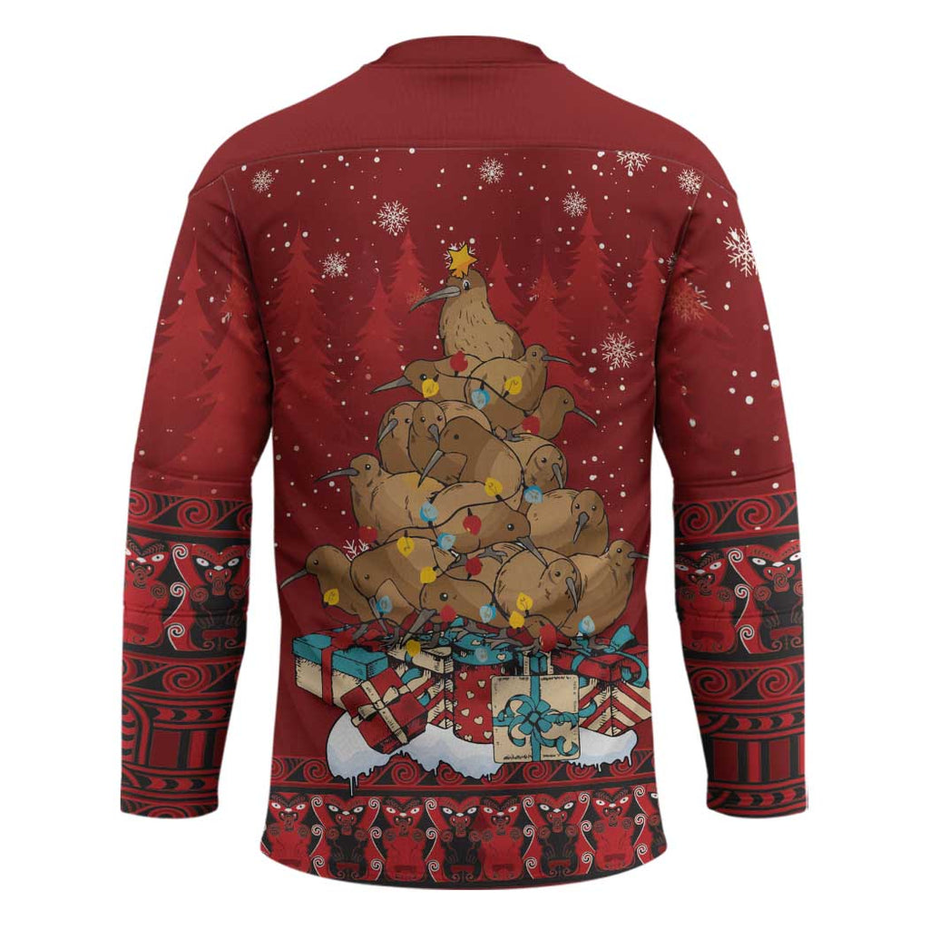 Funny Kiwi Bird Xmas Tree Hockey Jersey New Zealand Tribal Christmas Spirit - Aussie Hoodie