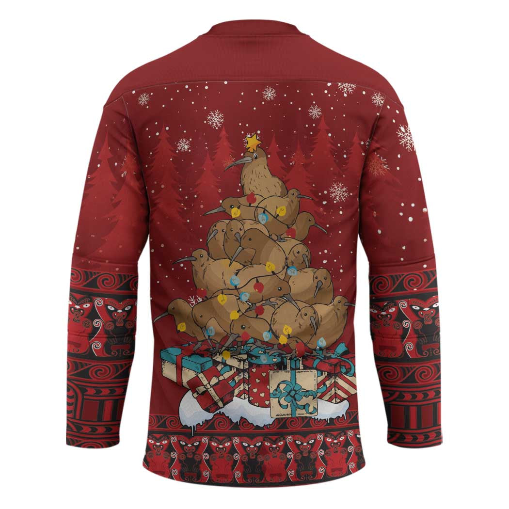 Funny Kiwi Bird Xmas Tree Hockey Jersey New Zealand Tribal Christmas Spirit - Aussie Hoodie