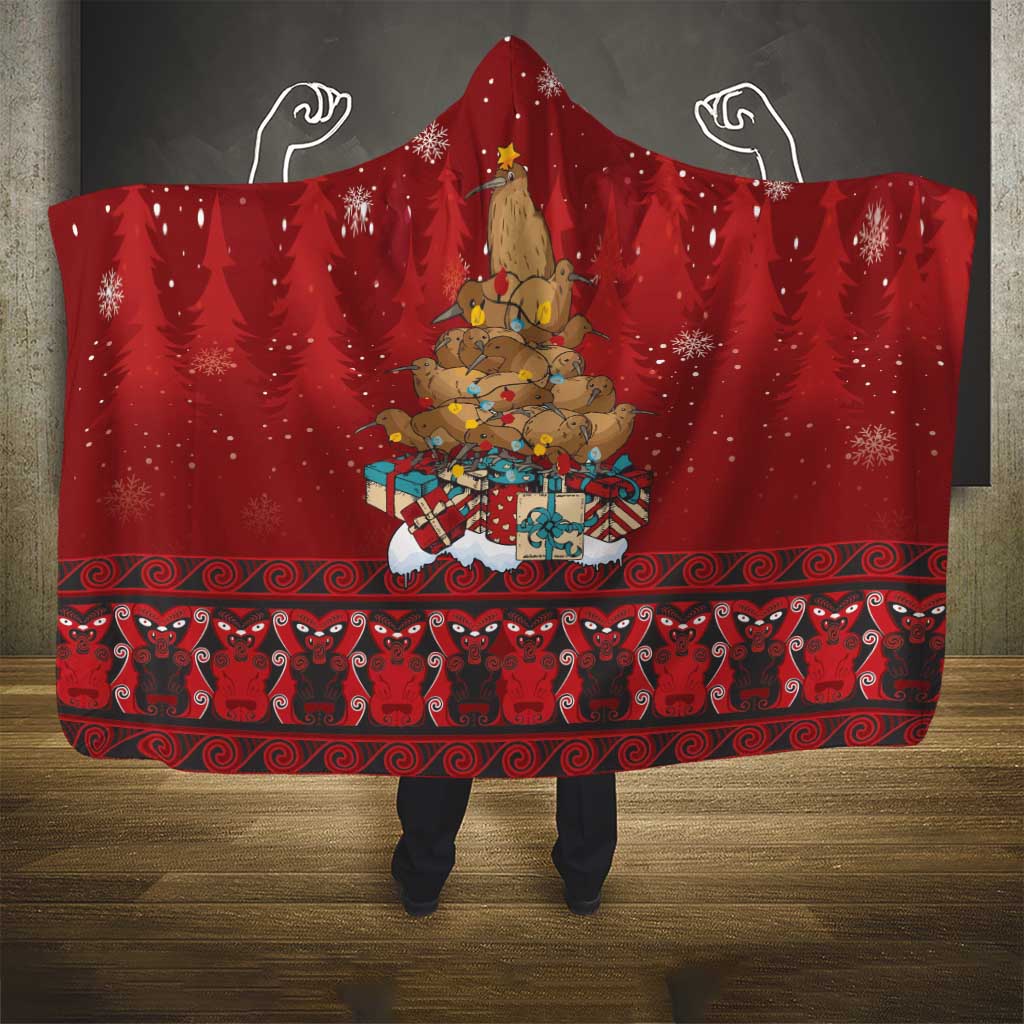 Funny Kiwi Bird Xmas Tree Hooded Blanket New Zealand Tribal Christmas Spirit - Aussie Hoodie