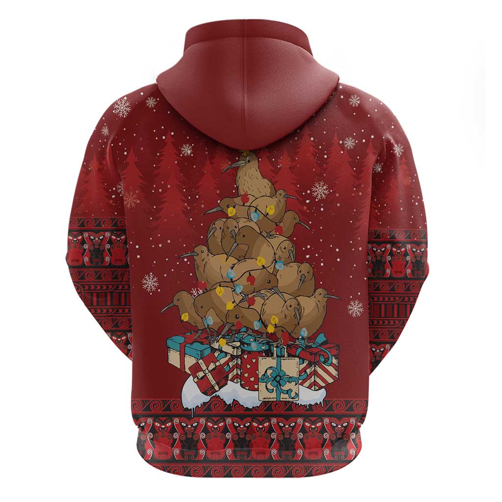 Funny Kiwi Bird Xmas Tree Hoodie New Zealand Tribal Christmas Spirit - Aussie Hoodie