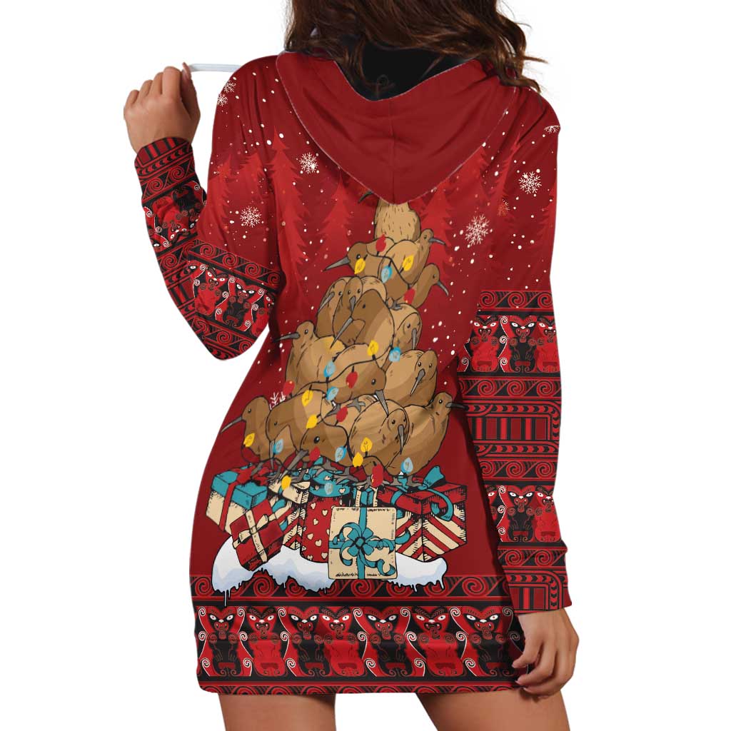 Funny Kiwi Bird Xmas Tree Hoodie Dress New Zealand Tribal Christmas Spirit - Aussie Hoodie