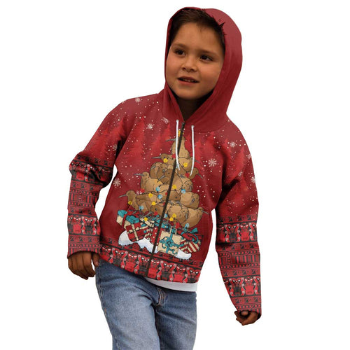 Funny Kiwi Bird Xmas Tree Kid Hoodie New Zealand Tribal Christmas Spirit - Aussie Hoodie