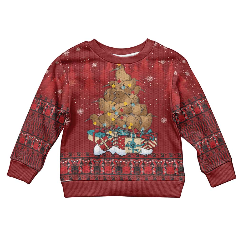 Funny Kiwi Bird Xmas Tree Kid Ugly Christmas Sweater New Zealand Tribal Christmas Spirit - Aussie Hoodie