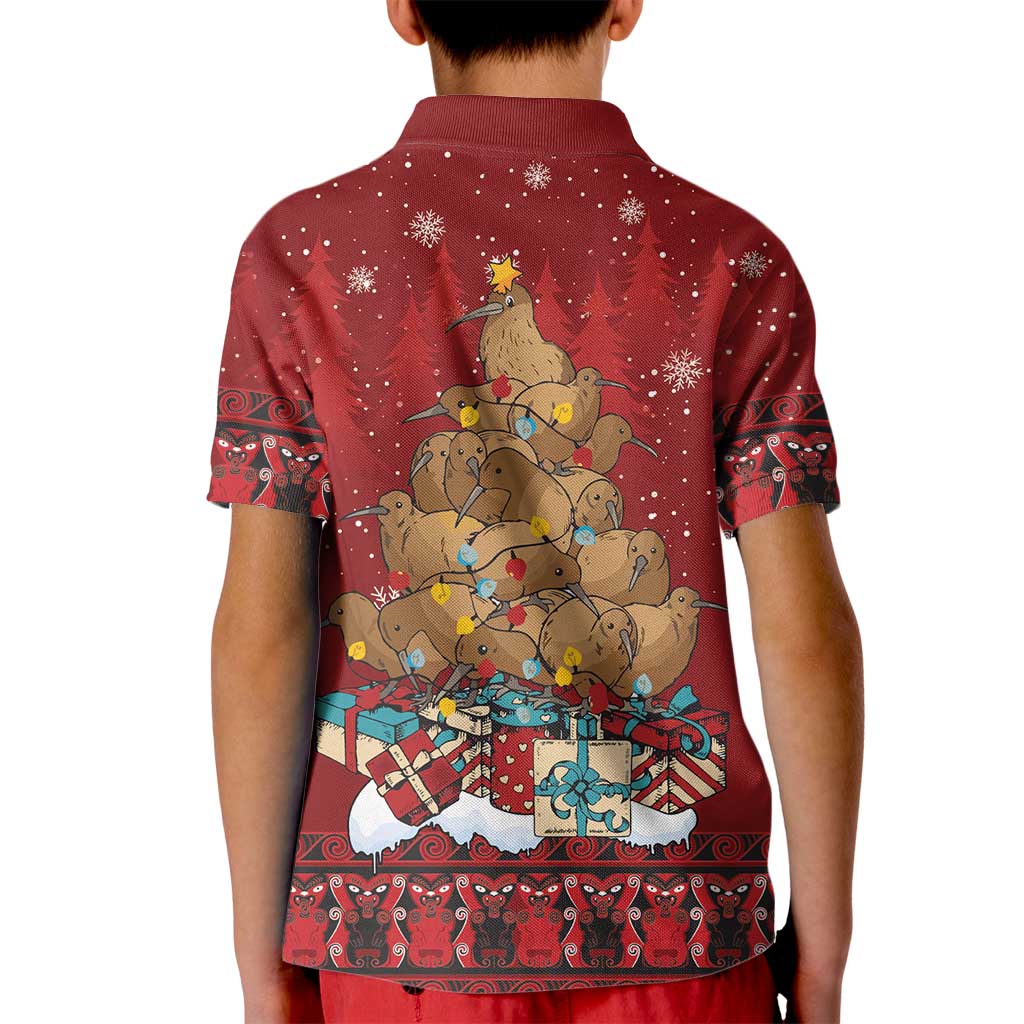 Funny Kiwi Bird Xmas Tree Kid Polo Shirt New Zealand Tribal Christmas Spirit - Aussie Hoodie