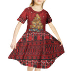 Funny Kiwi Bird Xmas Tree Kid Short Sleeve Dress New Zealand Tribal Christmas Spirit - Aussie Hoodie