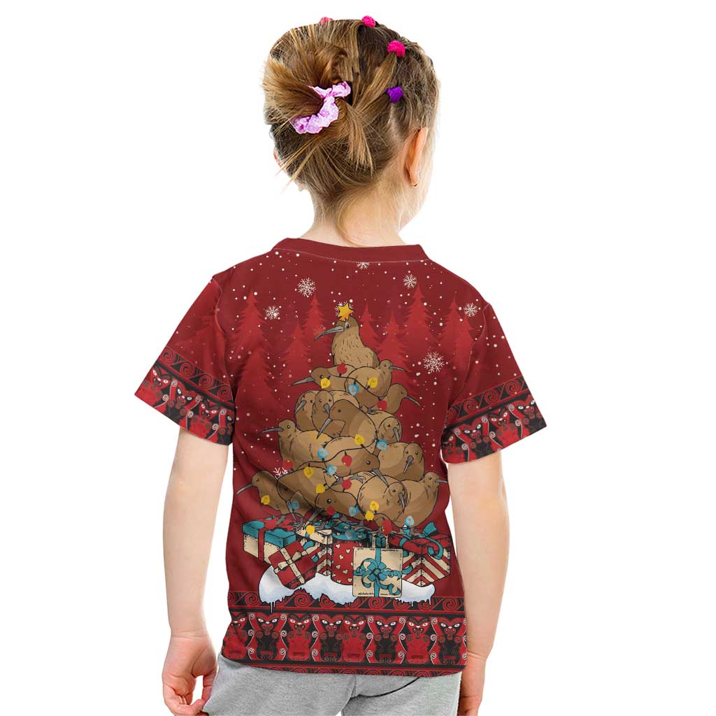 Funny Kiwi Bird Xmas Tree Kid T Shirt New Zealand Tribal Christmas Spirit - Aussie Hoodie