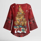 Funny Kiwi Bird Xmas Tree Kimono Sleeve Blouse New Zealand Tribal Christmas Spirit - Aussie Hoodie