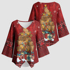 Funny Kiwi Bird Xmas Tree Kimono Sleeve Blouse New Zealand Tribal Christmas Spirit - Aussie Hoodie