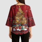Funny Kiwi Bird Xmas Tree Kimono Sleeve Blouse New Zealand Tribal Christmas Spirit - Aussie Hoodie