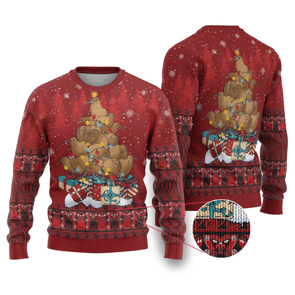 Funny Kiwi Bird Xmas Tree Ugly Christmas Sweater New Zealand Tribal Christmas Spirit - Aussie Hoodie