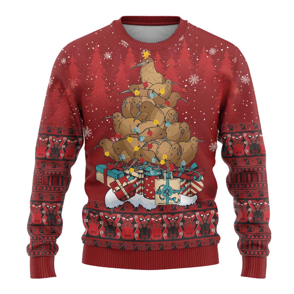 Funny Kiwi Bird Xmas Tree Ugly Christmas Sweater New Zealand Tribal Christmas Spirit - Aussie Hoodie