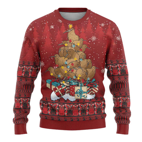 Funny Kiwi Bird Xmas Tree Ugly Christmas Sweater New Zealand Tribal Christmas Spirit - Aussie Hoodie
