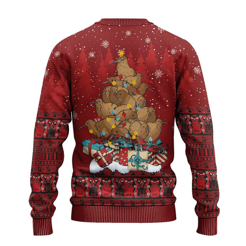 Funny Kiwi Bird Xmas Tree Ugly Christmas Sweater New Zealand Tribal Christmas Spirit - Aussie Hoodie