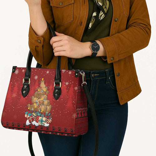 Funny Kiwi Bird Xmas Tree Leather Bag New Zealand Tribal Christmas Spirit - Aussie Hoodie