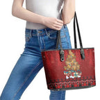 Funny Kiwi Bird Xmas Tree Leather Tote Bag New Zealand Tribal Christmas Spirit - Aussie Hoodie