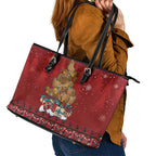 Funny Kiwi Bird Xmas Tree Leather Tote Bag New Zealand Tribal Christmas Spirit - Aussie Hoodie