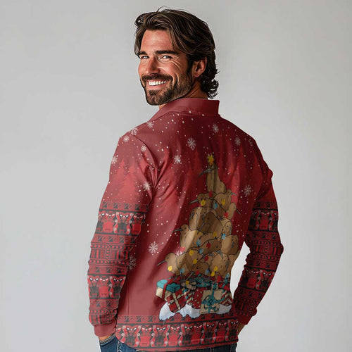Funny Kiwi Bird Xmas Tree Long Sleeve Polo Shirt New Zealand Tribal Christmas Spirit - Aussie Hoodie