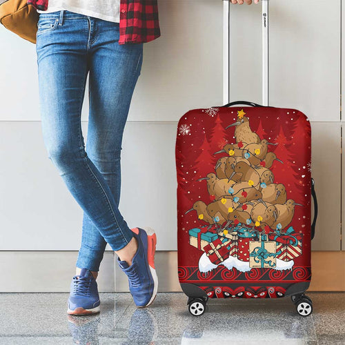Funny Kiwi Bird Xmas Tree Luggage Cover New Zealand Tribal Christmas Spirit - Aussie Hoodie