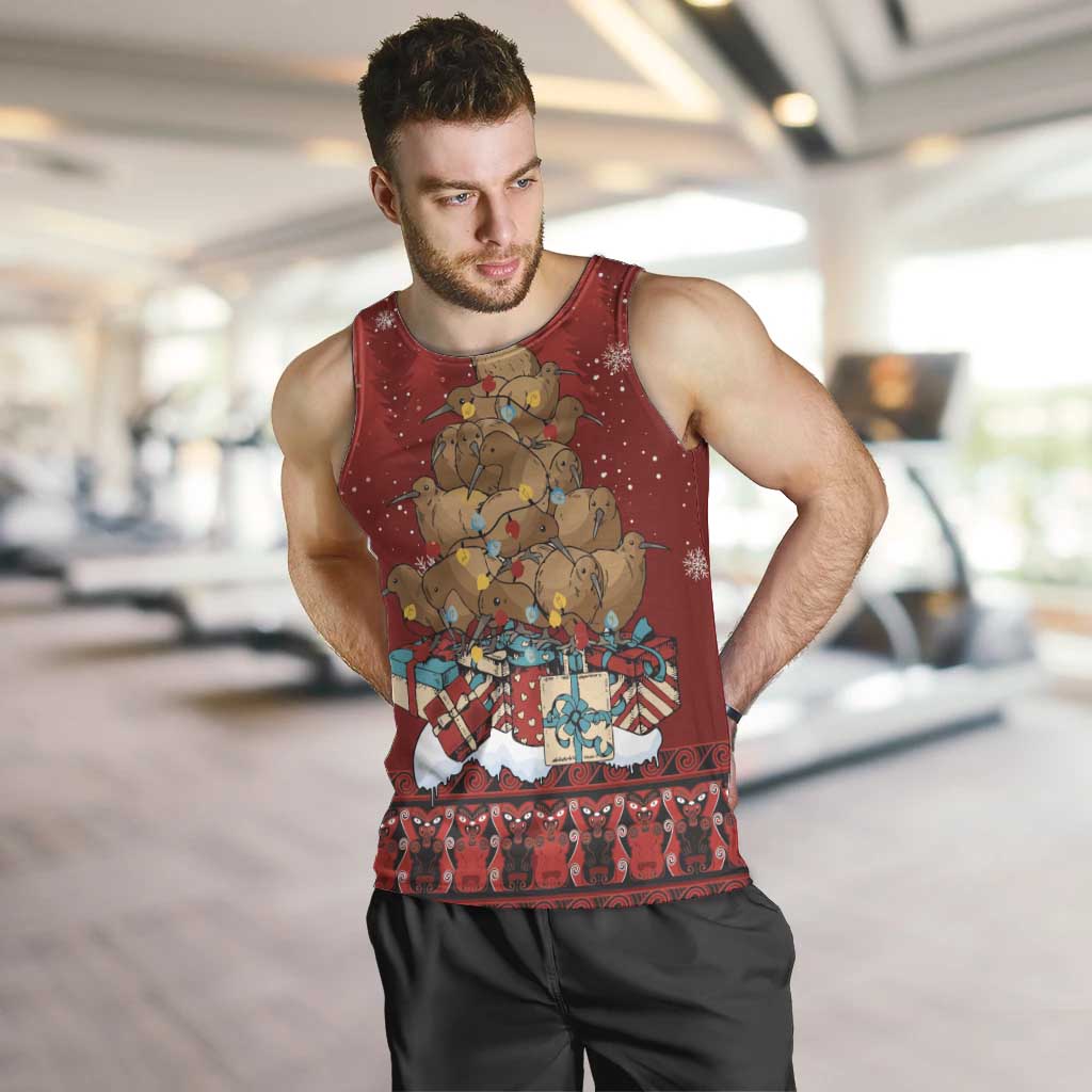 Funny Kiwi Bird Xmas Tree Men Tank Top New Zealand Tribal Christmas Spirit - Aussie Hoodie