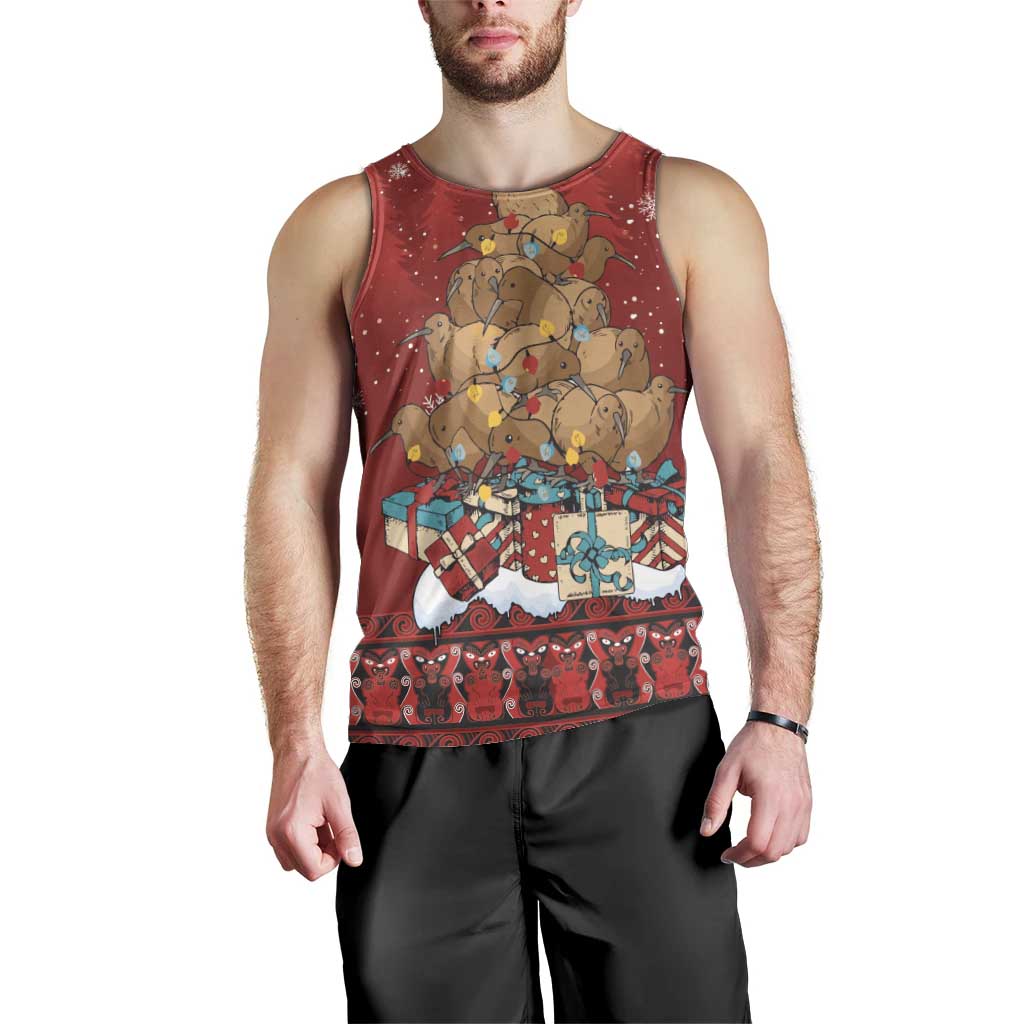 Funny Kiwi Bird Xmas Tree Men Tank Top New Zealand Tribal Christmas Spirit - Aussie Hoodie