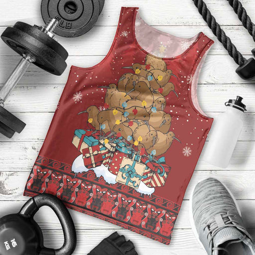Funny Kiwi Bird Xmas Tree Men Tank Top New Zealand Tribal Christmas Spirit - Aussie Hoodie