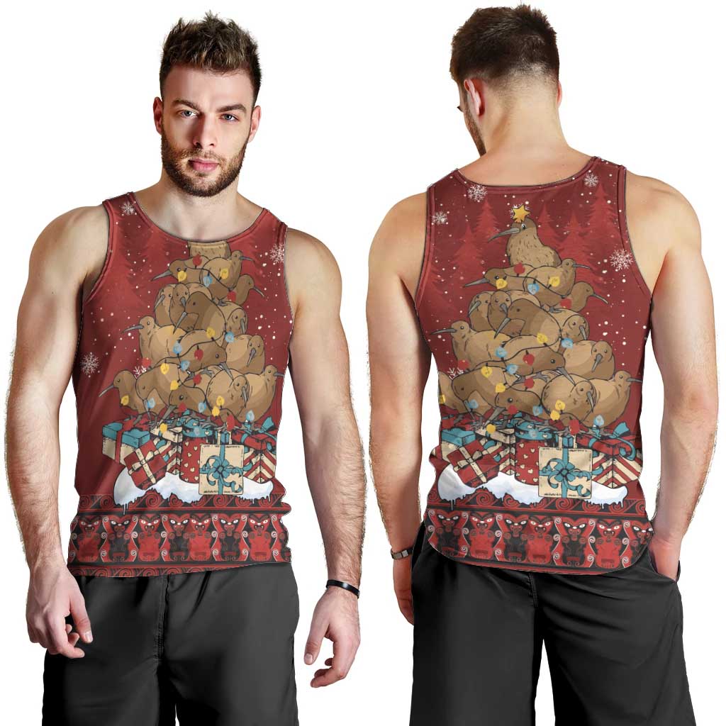 Funny Kiwi Bird Xmas Tree Men Tank Top New Zealand Tribal Christmas Spirit - Aussie Hoodie
