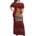 Funny Kiwi Bird Xmas Tree Off Shoulder Maxi Dress New Zealand Tribal Christmas Spirit - Aussie Hoodie