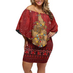Funny Kiwi Bird Xmas Tree Off Shoulder Short Dress New Zealand Tribal Christmas Spirit - Aussie Hoodie