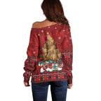 Funny Kiwi Bird Xmas Tree Off Shoulder Sweater New Zealand Tribal Christmas Spirit - Aussie Hoodie