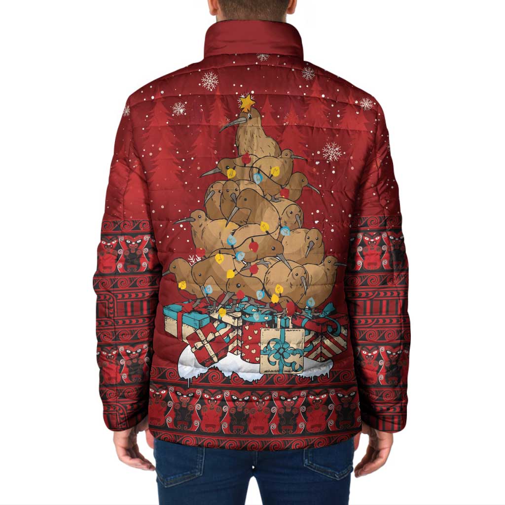 Funny Kiwi Bird Xmas Tree Padded Jacket New Zealand Tribal Christmas Spirit - Aussie Hoodie