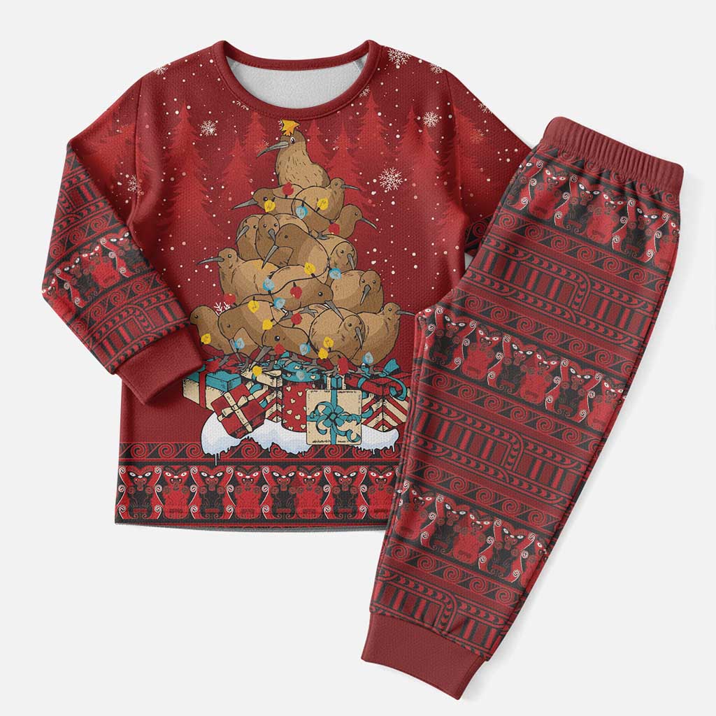 Funny Kiwi Bird Xmas Tree Christmas Pajama Set New Zealand Tribal Christmas Spirit - Aussie Hoodie