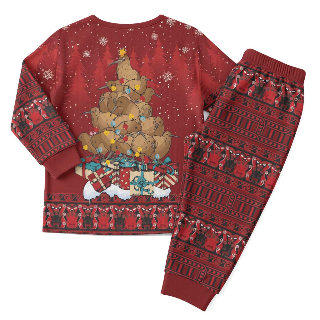 Funny Kiwi Bird Xmas Tree Christmas Pajama Set New Zealand Tribal Christmas Spirit - Aussie Hoodie